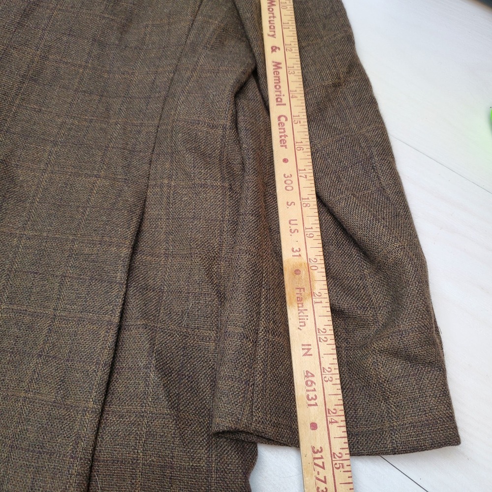 Pronto Uomo Platinum Mens 44R Brown Plaid 100% Wool 2 Button Blazer Ivy League - Picture 6 of 13